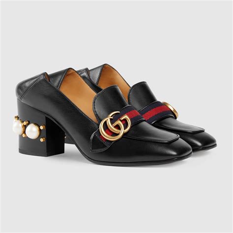 gucci mid heel pumps loafer|gucci leather mid heel loafer.